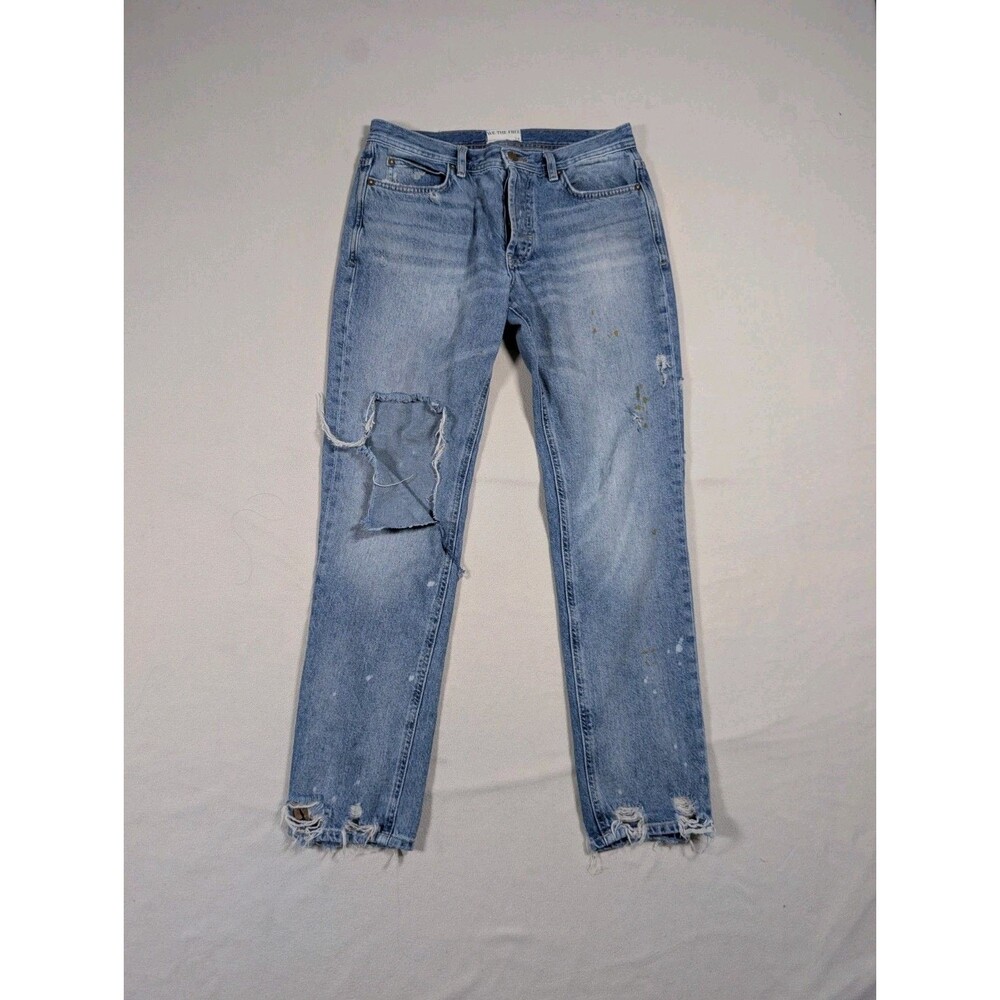 We The Free People Unknown Legend Mid Rise Skinny Jeans 27 Button Fly Distressed